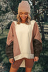 Relaxed Mixed Texture Exposed Seam Pullover Sweatshirt