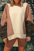 Relaxed Mixed Texture Exposed Seam Pullover Sweatshirt