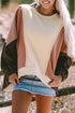 Relaxed Mixed Texture Exposed Seam Pullover Sweatshirt
