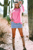 Relaxed Mixed Texture Exposed Seam Thermal Pullover Top