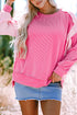 Relaxed Mixed Texture Exposed Seam Thermal Pullover Top