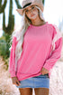 Relaxed Mixed Texture Exposed Seam Thermal Pullover Top