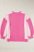 Relaxed Mixed Texture Exposed Seam Thermal Pullover Top