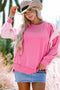 Relaxed Mixed Texture Exposed Seam Thermal Pullover Top
