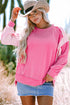 Relaxed Mixed Texture Exposed Seam Thermal Pullover Top