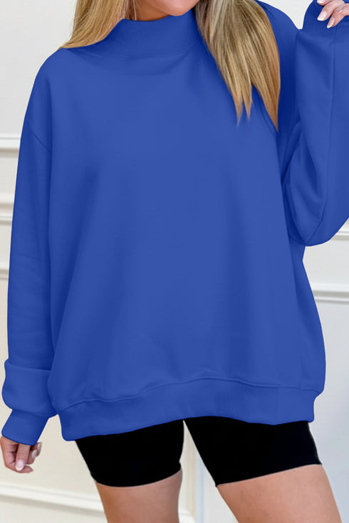 Relaxed Mock Neck Drop Shoulder Long Sleeve Sweatshirt