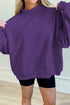 Relaxed Mock Neck Drop Shoulder Long Sleeve Sweatshirt