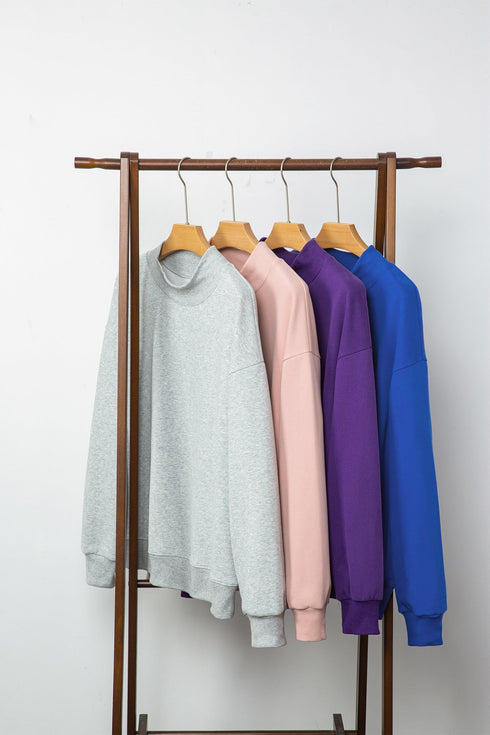 Relaxed Mock Neck Drop Shoulder Long Sleeve Sweatshirt