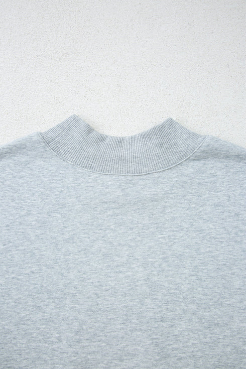 Relaxed Mock Neck Drop Shoulder Long Sleeve Sweatshirt