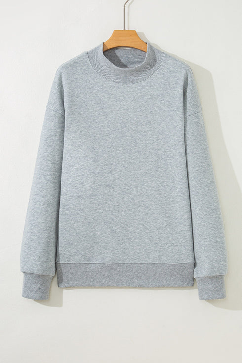 Relaxed Mock Neck Drop Shoulder Long Sleeve Sweatshirt