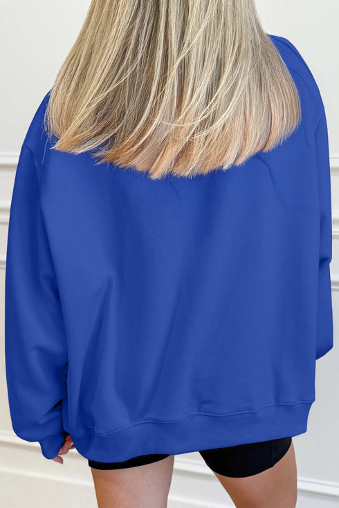 Relaxed Mock Neck Drop Shoulder Long Sleeve Sweatshirt