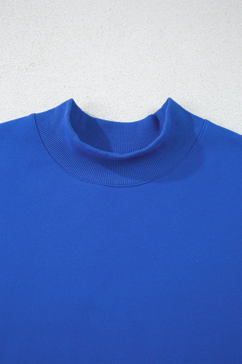Relaxed Mock Neck Drop Shoulder Long Sleeve Sweatshirt