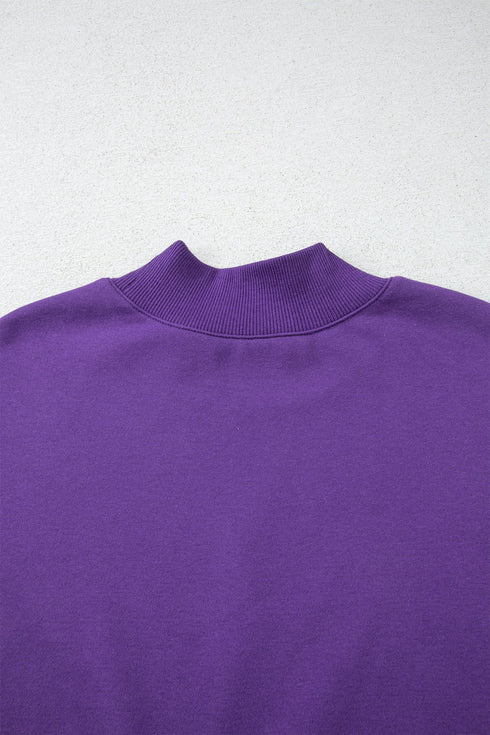 Relaxed Mock Neck Drop Shoulder Long Sleeve Sweatshirt