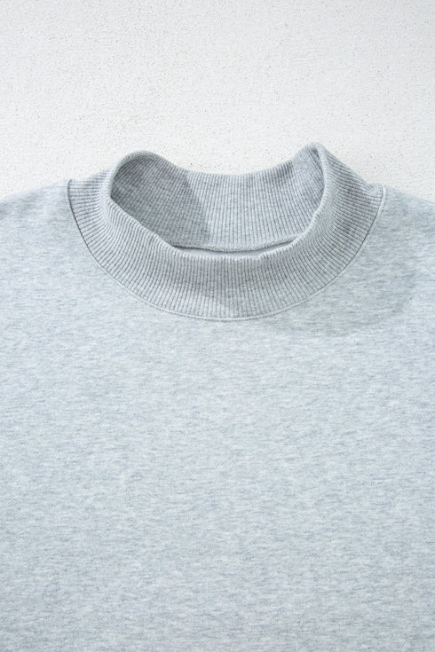 Relaxed Mock Neck Drop Shoulder Long Sleeve Sweatshirt