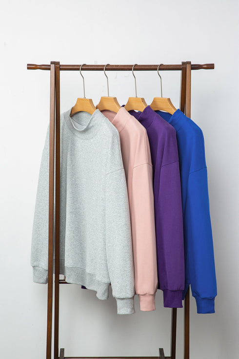 Relaxed Mock Neck Drop Shoulder Long Sleeve Sweatshirt