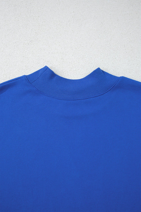 Relaxed Mock Neck Drop Shoulder Long Sleeve Sweatshirt
