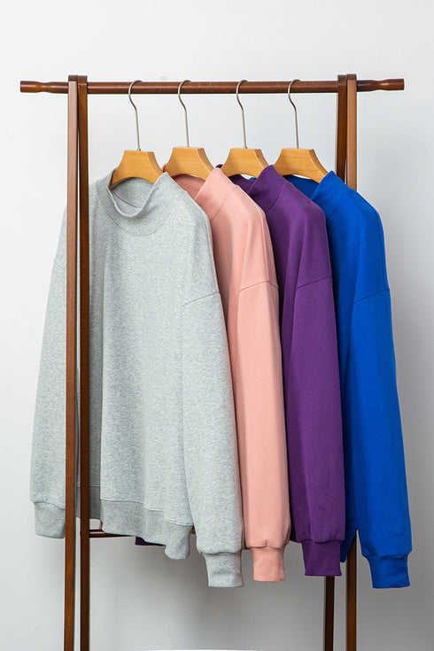Relaxed Mock Neck Drop Shoulder Long Sleeve Sweatshirt