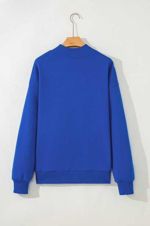 Relaxed Mock Neck Drop Shoulder Long Sleeve Sweatshirt