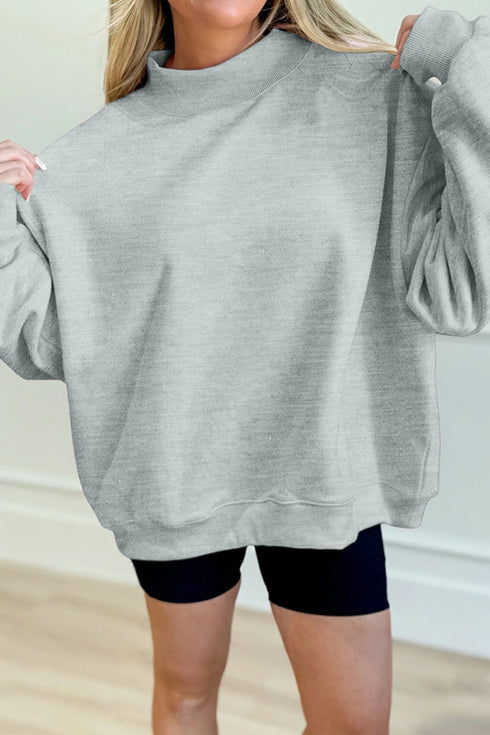 Relaxed Mock Neck Drop Shoulder Long Sleeve Sweatshirt