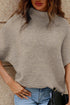 Relaxed Mock Neck Short Sleeve Ribbed Knit Sweater