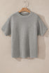 Relaxed Mock Neck Short Sleeve Ribbed Knit Sweater