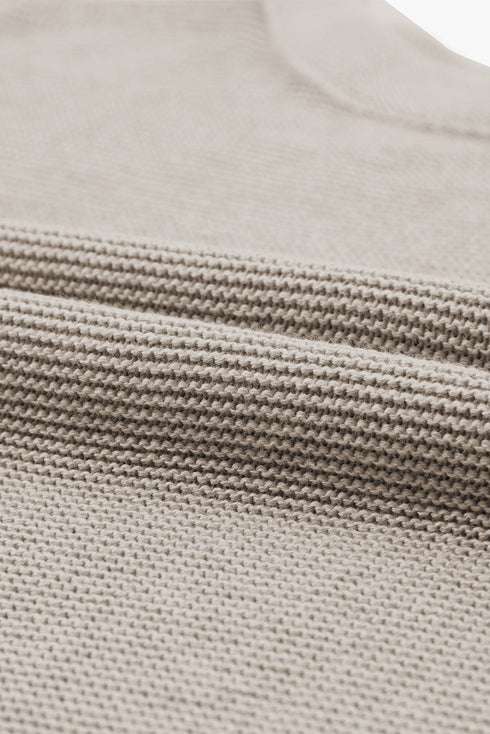Relaxed Mock Neck Short Sleeve Ribbed Knit Sweater