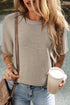 Relaxed Mock Neck Short Sleeve Ribbed Knit Sweater