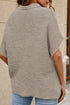 Relaxed Mock Neck Short Sleeve Ribbed Knit Sweater