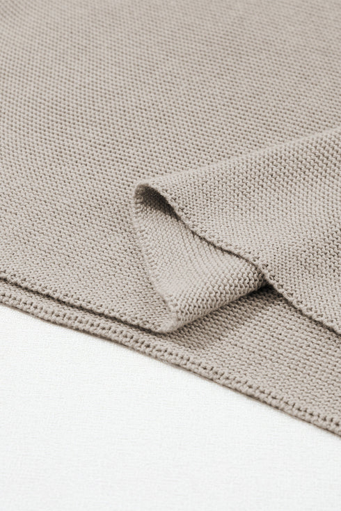 Relaxed Mock Neck Short Sleeve Ribbed Knit Sweater
