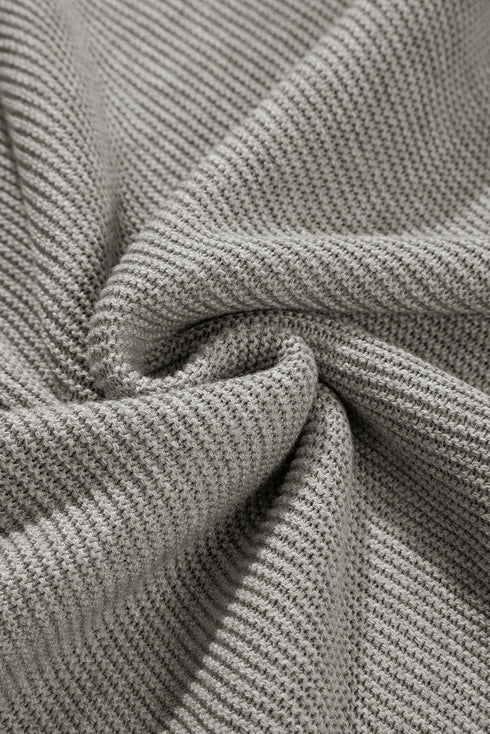 Relaxed Mock Neck Short Sleeve Ribbed Knit Sweater