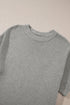 Relaxed Mock Neck Short Sleeve Ribbed Knit Sweater