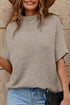Relaxed Mock Neck Short Sleeve Ribbed Knit Sweater