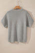 Relaxed Mock Neck Short Sleeve Ribbed Knit Sweater