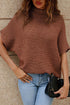 Relaxed Mock Neck Short Sleeve Ribbed Knit Sweater