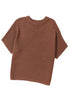 Relaxed Mock Neck Short Sleeve Ribbed Knit Sweater