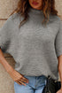 Relaxed Mock Neck Short Sleeve Ribbed Knit Sweater