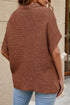 Relaxed Mock Neck Short Sleeve Ribbed Knit Sweater