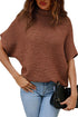 Relaxed Mock Neck Short Sleeve Ribbed Knit Sweater