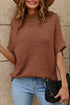Relaxed Mock Neck Short Sleeve Ribbed Knit Sweater