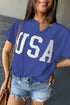 Relaxed Notched Neck Lettering Patch Graphic Short Sleeve Tee