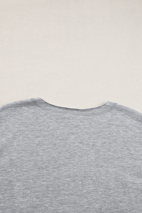 Relaxed Notched Neck Lettering Patch Graphic Short Sleeve Tee