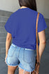 Relaxed Notched Neck Lettering Patch Graphic Short Sleeve Tee