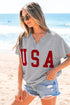 Relaxed Notched Neck Lettering Patch Graphic Short Sleeve Tee
