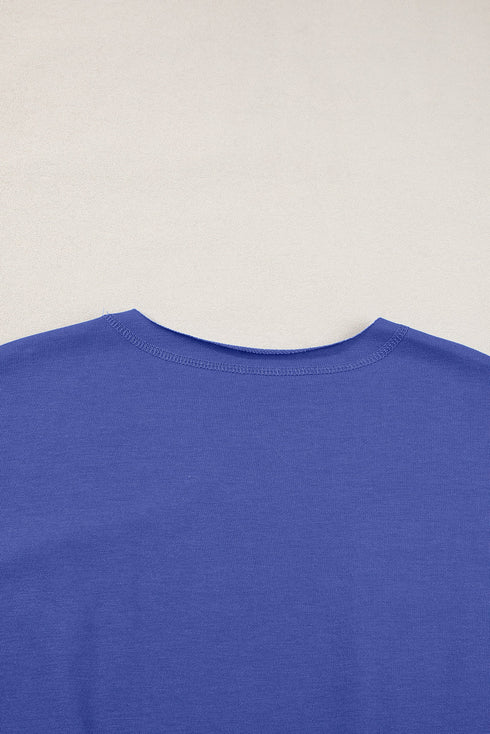Relaxed Notched Neck Lettering Patch Graphic Short Sleeve Tee