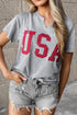 Relaxed Notched Neck Lettering Patch Graphic Short Sleeve Tee