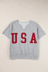 Relaxed Notched Neck Lettering Patch Graphic Short Sleeve Tee