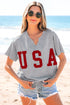Relaxed Notched Neck Lettering Patch Graphic Short Sleeve Tee