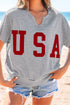 Relaxed Notched Neck Lettering Patch Graphic Short Sleeve Tee