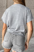 Relaxed Notched Neck Lettering Patch Graphic Short Sleeve Tee