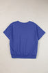 Relaxed Notched Neck Lettering Patch Graphic Short Sleeve Tee